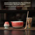 Ceramic matcha tea set with 550ml bowl, whisk, stand, and spoon in Chinese style glaze finish