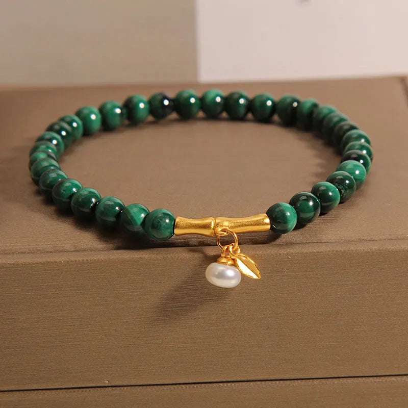 White crystal lucky bamboo bracelet for women with high-rise design on wrist
