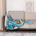 Double-sided thickened flannel pet blanket with cartoon anime dog design.