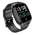 Black GPS tracker smartwatch with 1.54-inch touch screen showing heart rate monitoring and SOS alarm function.