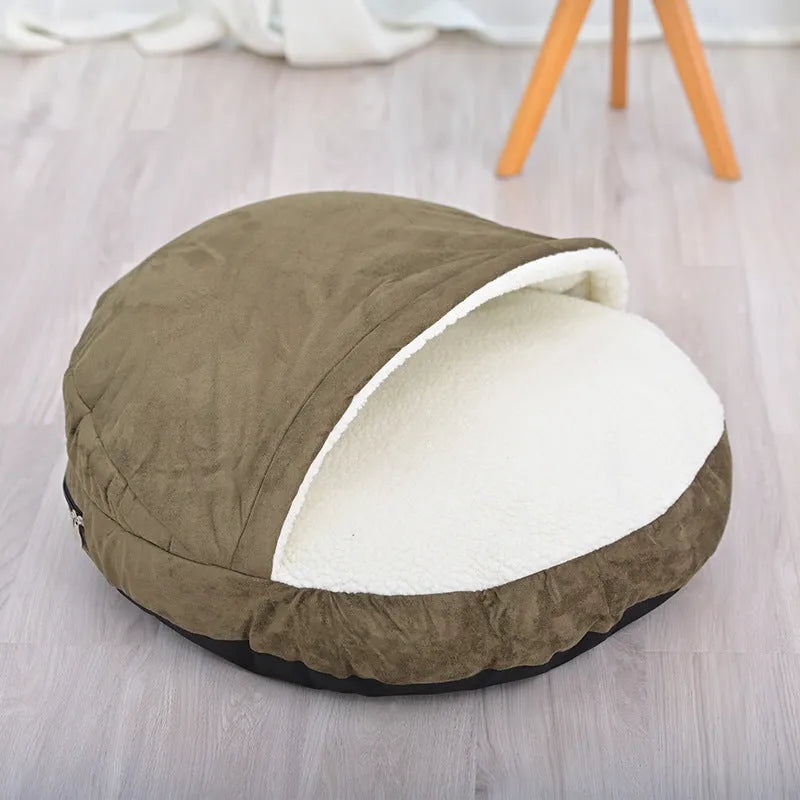 Brown cloth dog kennel with removable washable design for easy cleaning
