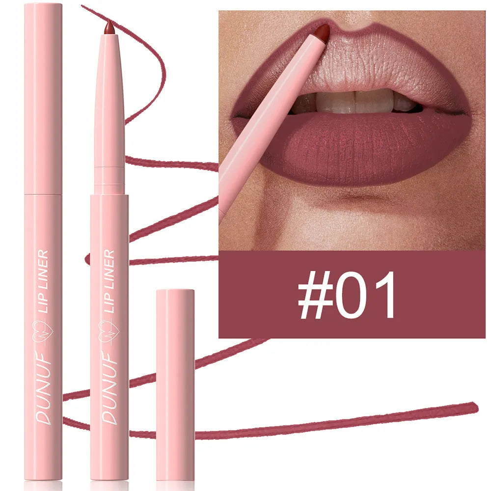 12 Colour Velvet Matte Lip Liner Pencils in assorted shades on a white background.