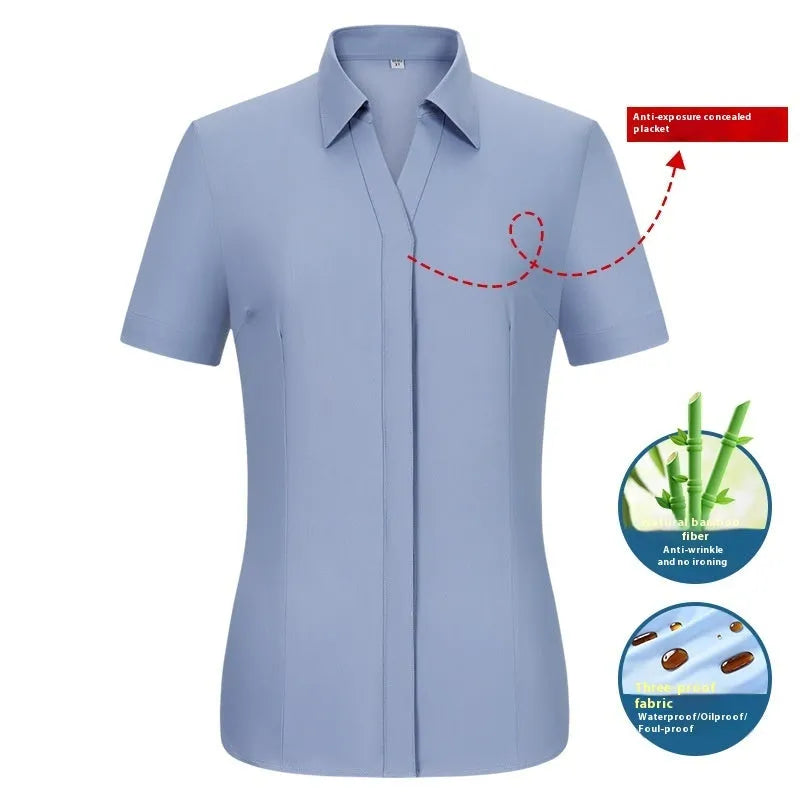 Men's waterproof bamboo fibre business shirt in slim fit with square collar