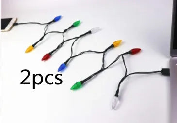 Green Christmas LED USB charging cable with 10 flashing lights for device charging and room decoration