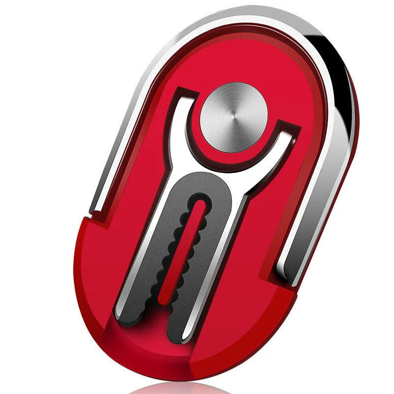 Universal car mobile phone holder with 360-degree adjustable ring bracket in black, silver, blue, gold, and red colours.