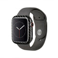 Apple Watch 4 carbon fibre case with half wrap leather construction in 44mm size