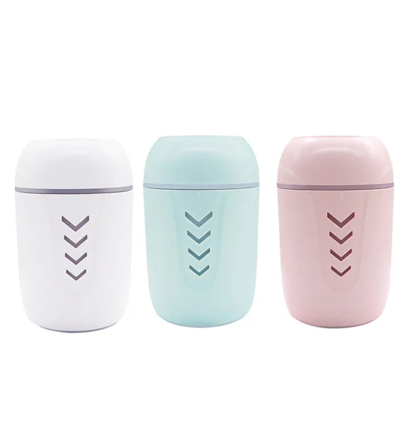 X3 portable car humidifier in columnar design with USB cable, showing blue colour option