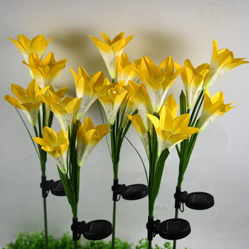 Solar-powered flower-shaped decorative lantern for outdoor garden and courtyard lighting