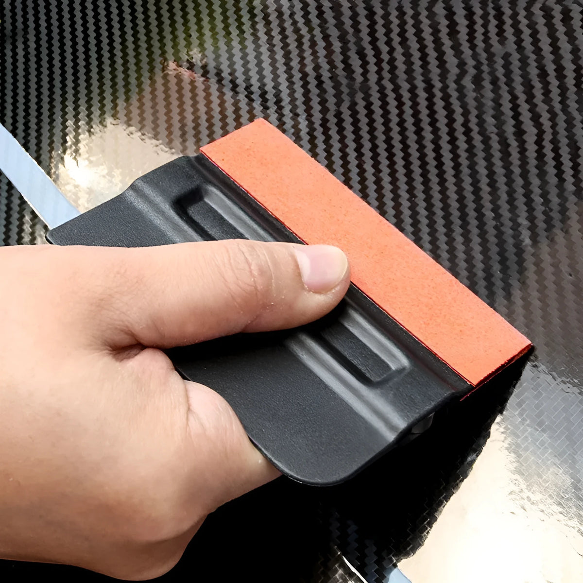 Car film scraper tool with interchangeable deerskin and wool heads for PPF and vinyl wrap installation