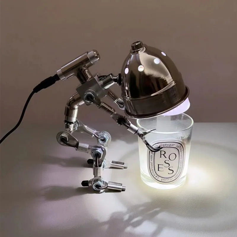 Silver copper robot atmosphere light body available in 22cm and 29cm sizes for study decor