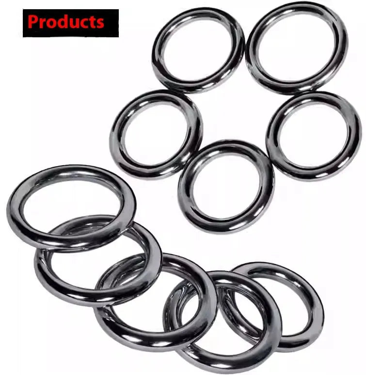 A silver-coloured carbon steel Wing Chun training ring for martial arts strength conditioning.