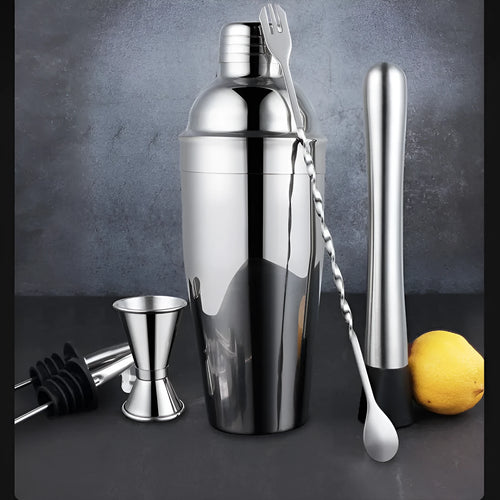 23-piece stainless steel cocktail set with European-style acrylic design for home bar