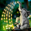 Resin elephant garden sculpture with integrated light strip for outdoor patio decoration