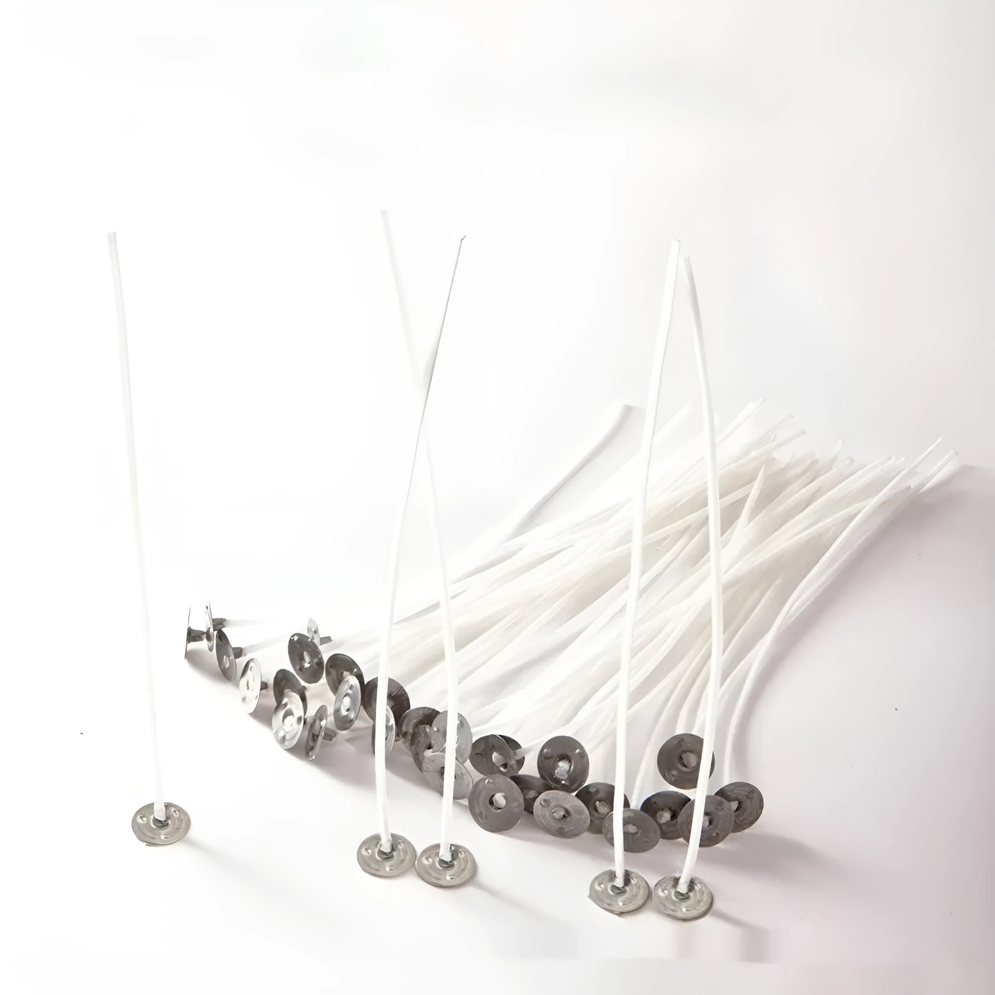 White cotton candle wicks in 2.6cm, 6cm and 8cm lengths for DIY candle making