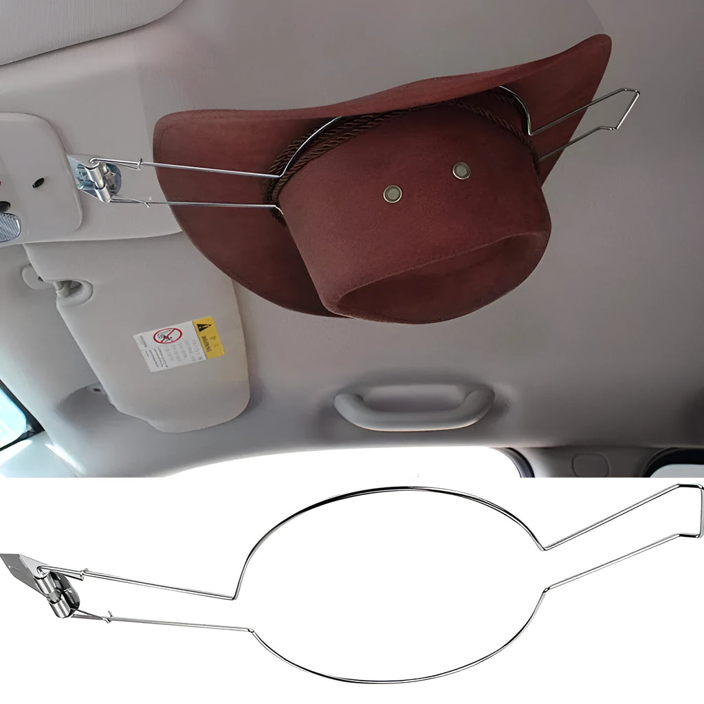 Brown metal car hat stand with chrome-plated interior for holding coats and hats