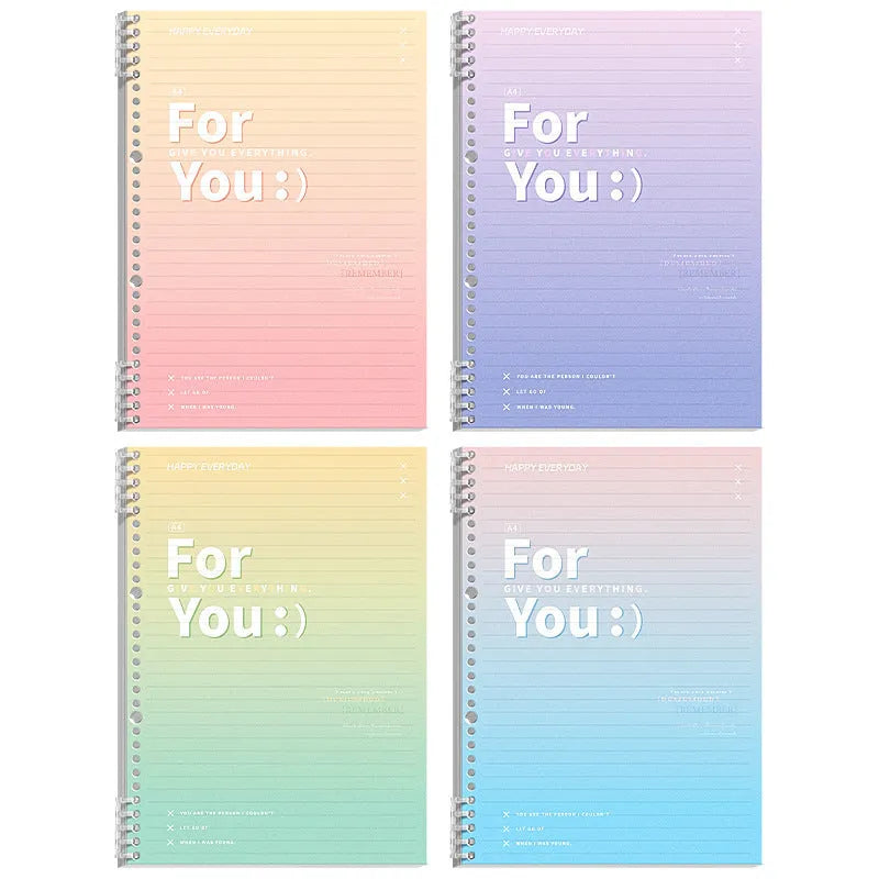 Removable coil gradient notebook in blue colour showing spiral binding and wood-free paper pages