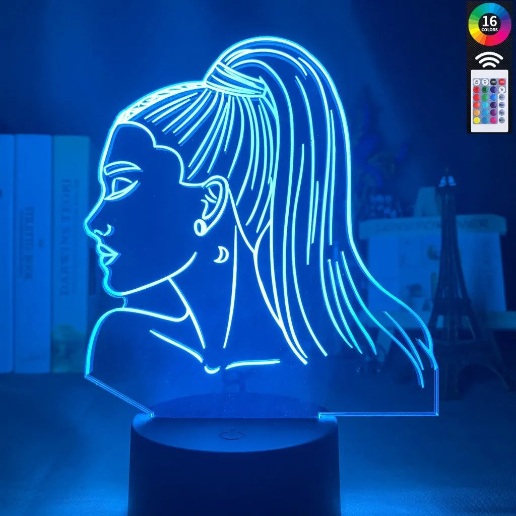 Acrylic 3D night light with European design and colourful black base, showing LED illumination through layered acrylic