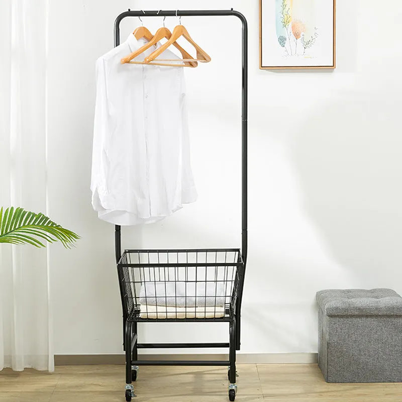 Single rod iron pulley storage car in white or black for wardrobe organisation