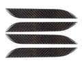 Four carbon fibre adhesive door handle protection patches for Tesla Model S with drip texture finish