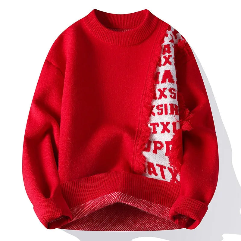 Men's loose fit knitted pullover jumper with ribbed hemline in multiple colour options