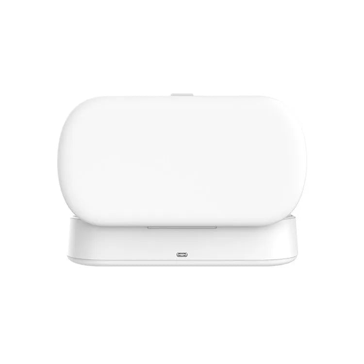 White wireless UV sterilizer box with ABS casing open to show interior for cleaning phones and jewellery