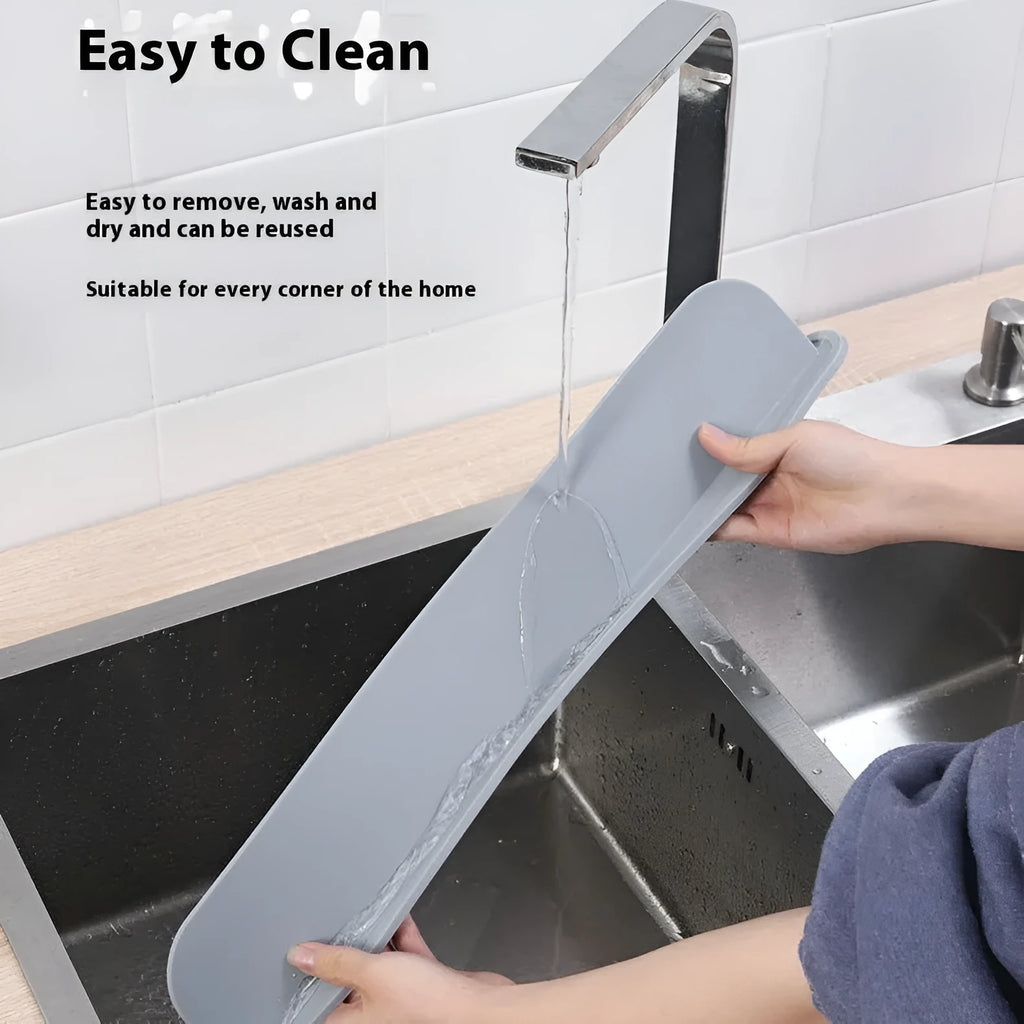 Thick silicone sink water blocking plate in grey blue or black measuring 52x5x85mm
