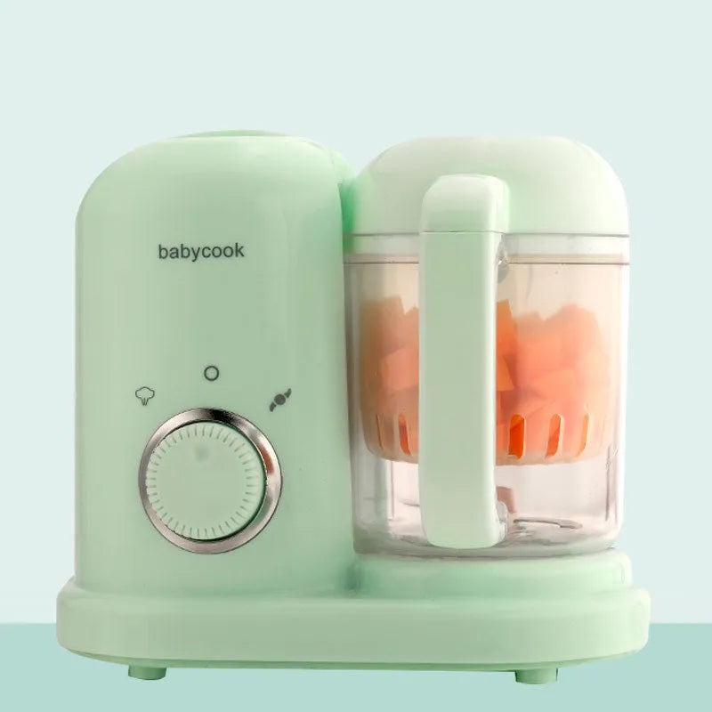 Baby food processor and steamer blender with dual mixing blades in green or pink colours
