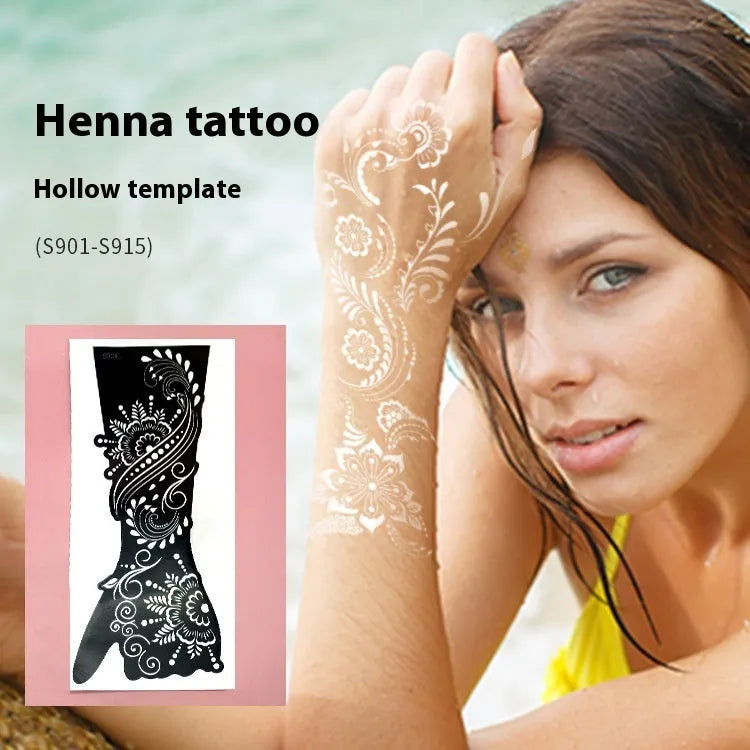 Geometric hollow template tattoo sticker set with 30 three-dimensional paper carving designs