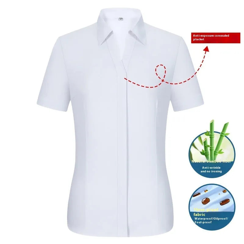 Men's waterproof bamboo fibre business shirt in slim fit with square collar