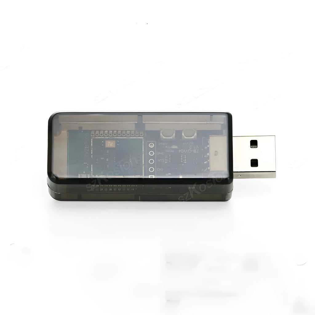 Silicon Labs EFR32MG21 Zigbee USB dongle with plastic shell and USB connector.