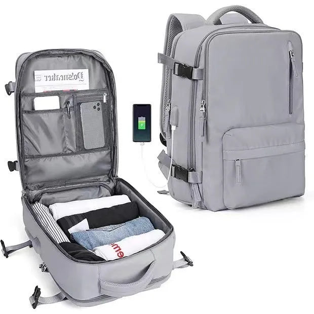 Large capacity waterproof mummy backpack in nylon available in multiple colours including black, mint green, pink, and light blue