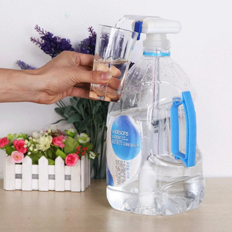 Blue and white electric pumping water device with 32.5cm straw for milk and beverage transfer