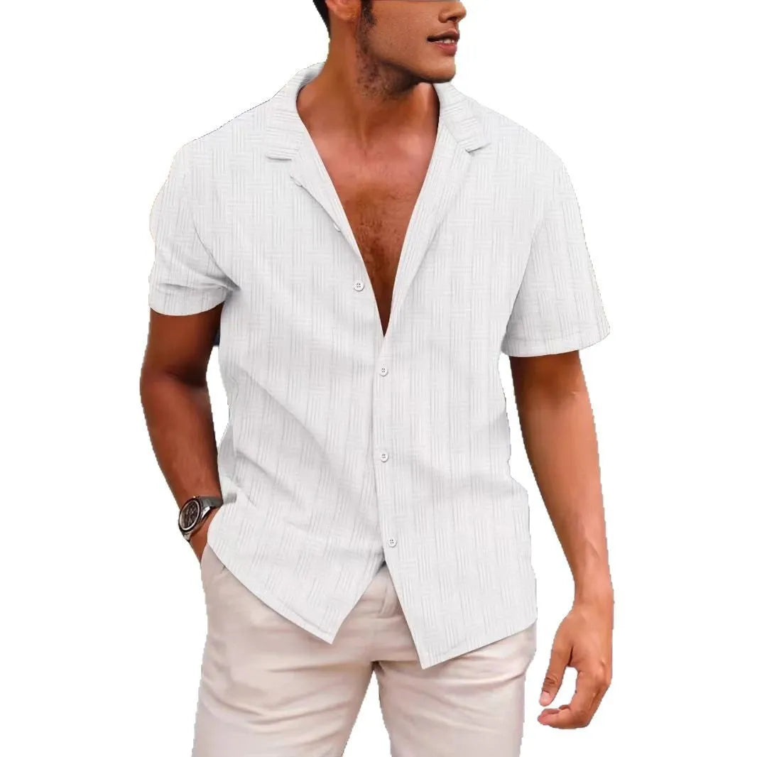 British style corduroy short sleeve shirt in regular fit cardigan design