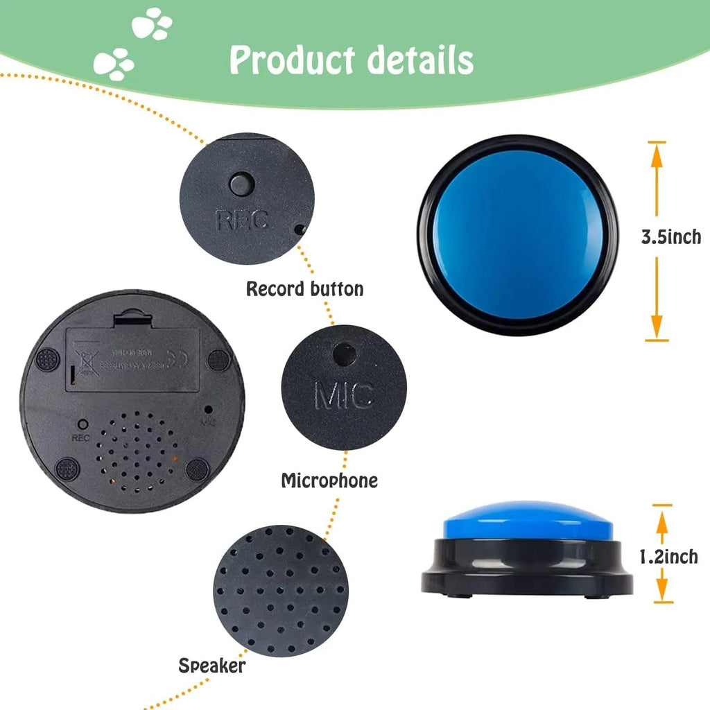 Voice recording button for dog training with 30 second record playback function in multiple colour options