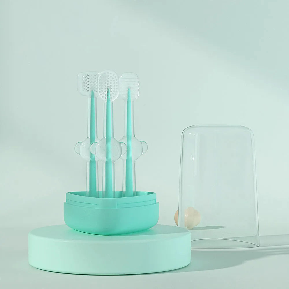 Silicone pet finger toothbrush for dogs and cats in purple colour