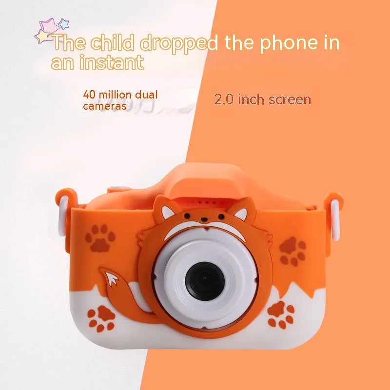 HD cartoon children's digital camera in blue with photo sticker and video functions