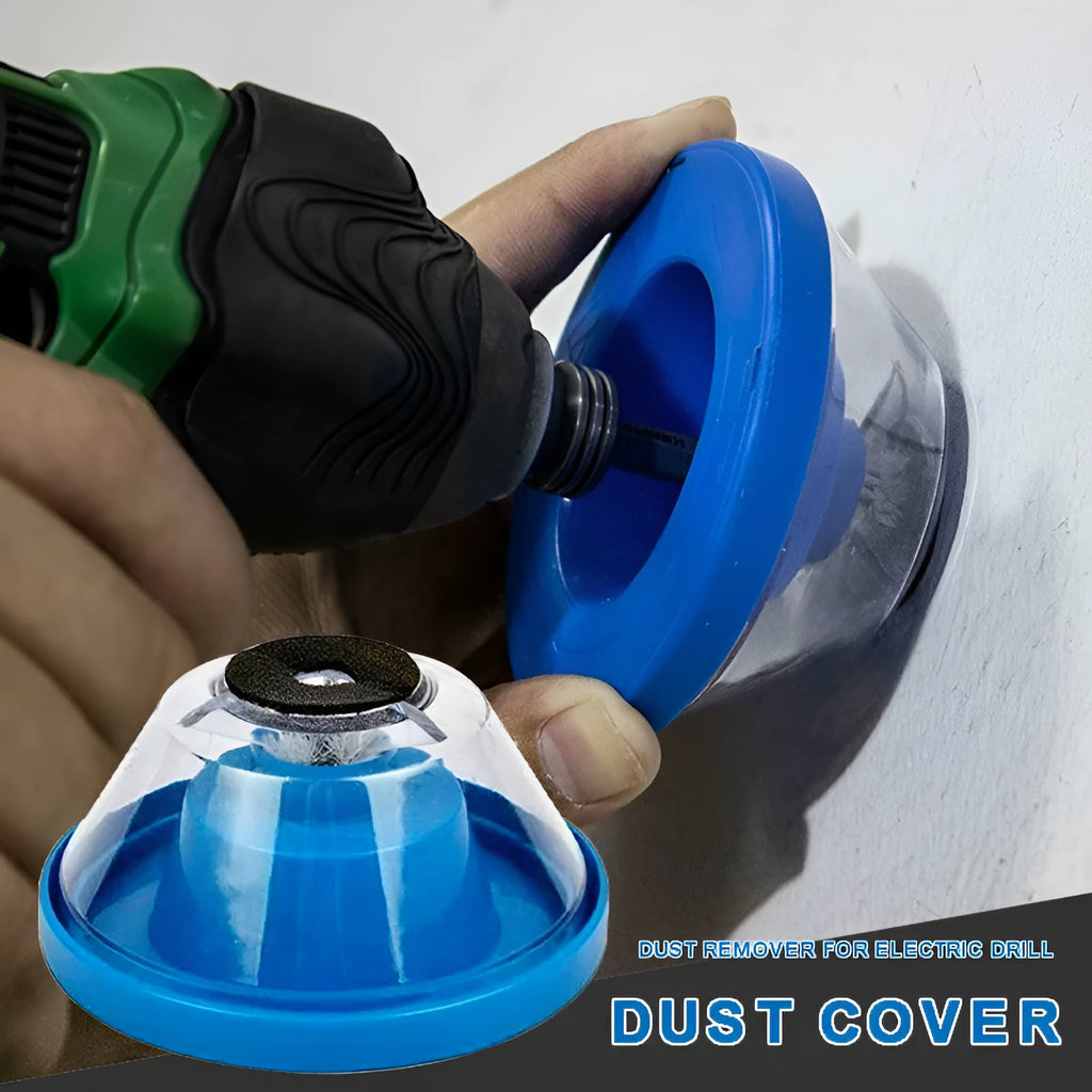 Blue bowl-shaped electric drill dust stopper accessory with sponge ring, dimensions 88mm x 50mm x 44mm