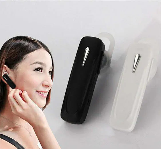 M163 Bluetooth 4.1 car headset in black or white with stereo controls and hands-free calling features
