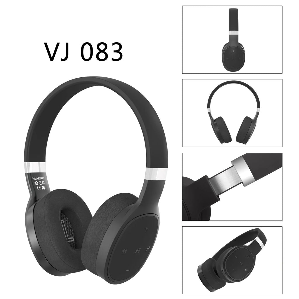 Wireless Bluetooth headset with 40mm speakers in black, blue, grey, or white colour options