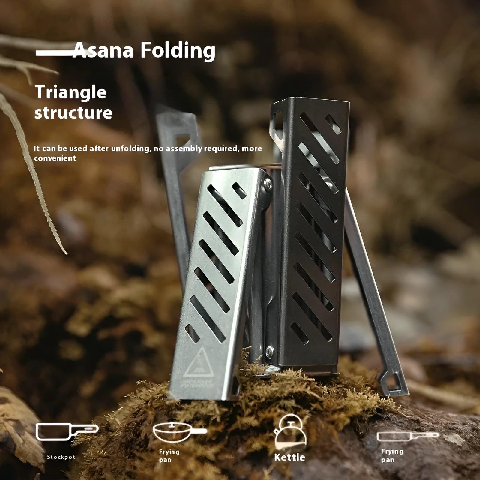 Black and silver mini hexagon-shaped foldable alcohol camping stove