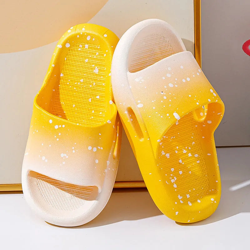 Gradient colour PVC summer slippers for children with non-slip soles
