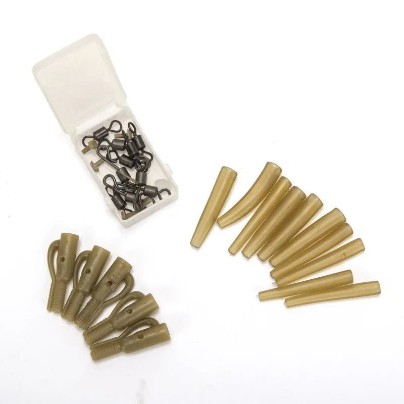 30-piece European carp fishing accessory set with anti-winding pipe, threaded hose, rotation and screw components