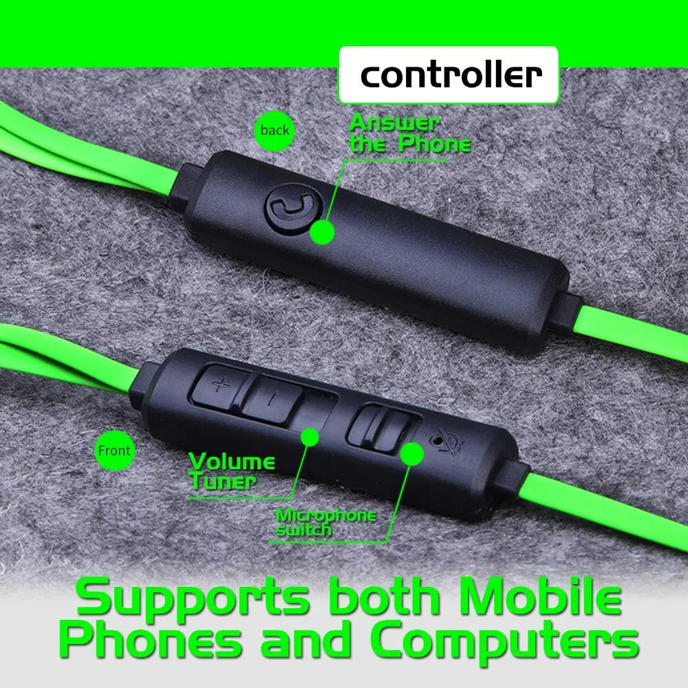 Shuangmai wired in-ear gaming headset with 1.5m cable in black green or red colour options