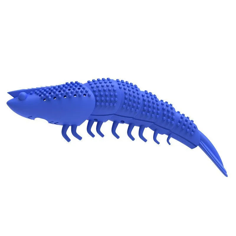 Blue hard rubber cat chew toy for dental cleaning with catnip centre.