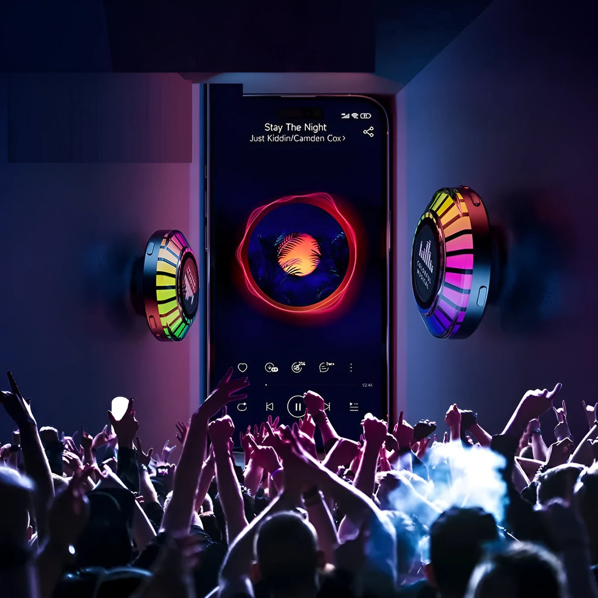Compact square Bluetooth atmosphere lamp with voice control and polar light effects