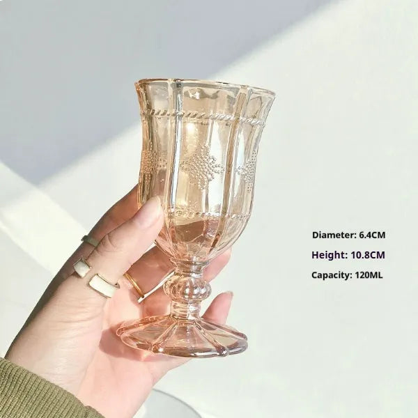Glass goblet with bamboo pipe design or tiger beer stein shape in medieval French style