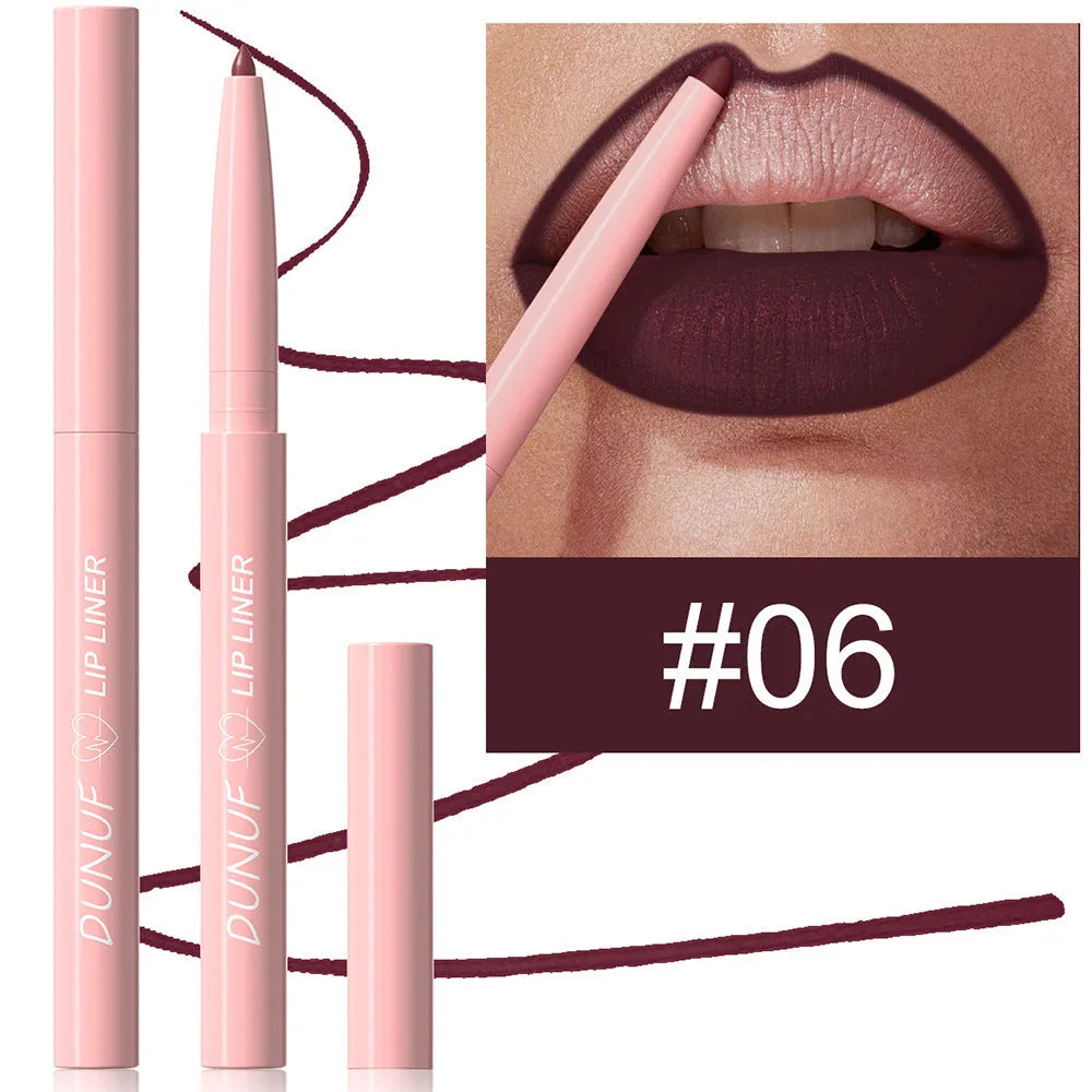 12 Colour Velvet Matte Lip Liner Pencils in assorted shades on a white background.