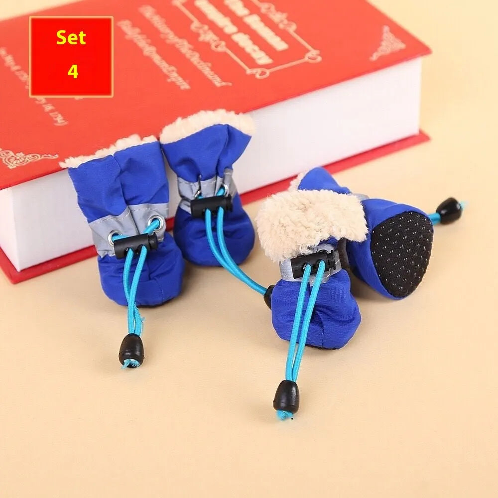 Four-season cloth dog shoes with soft soles and decorative monkey patterns
