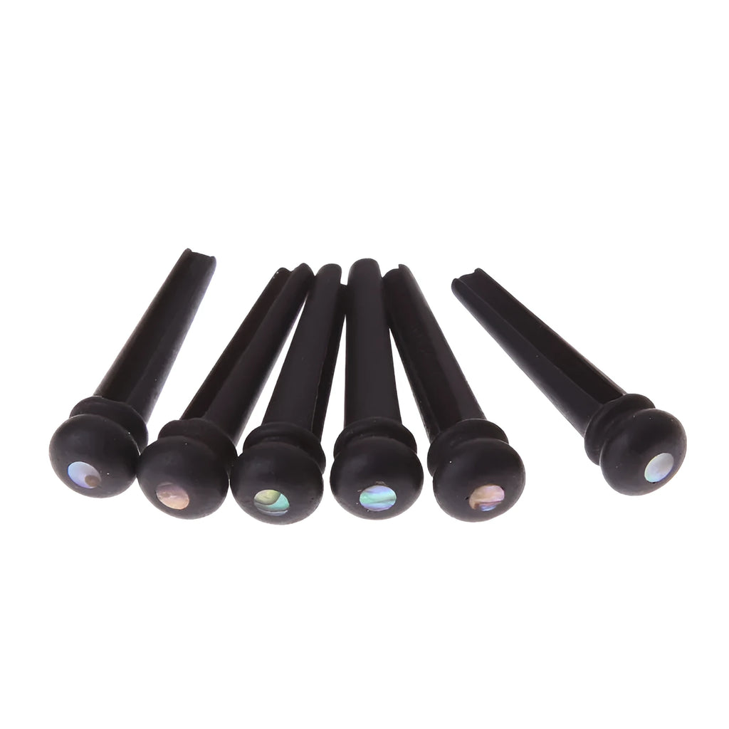 Six matt black ebony guitar string nails with 5.3mm bayonet for folk acoustic instruments