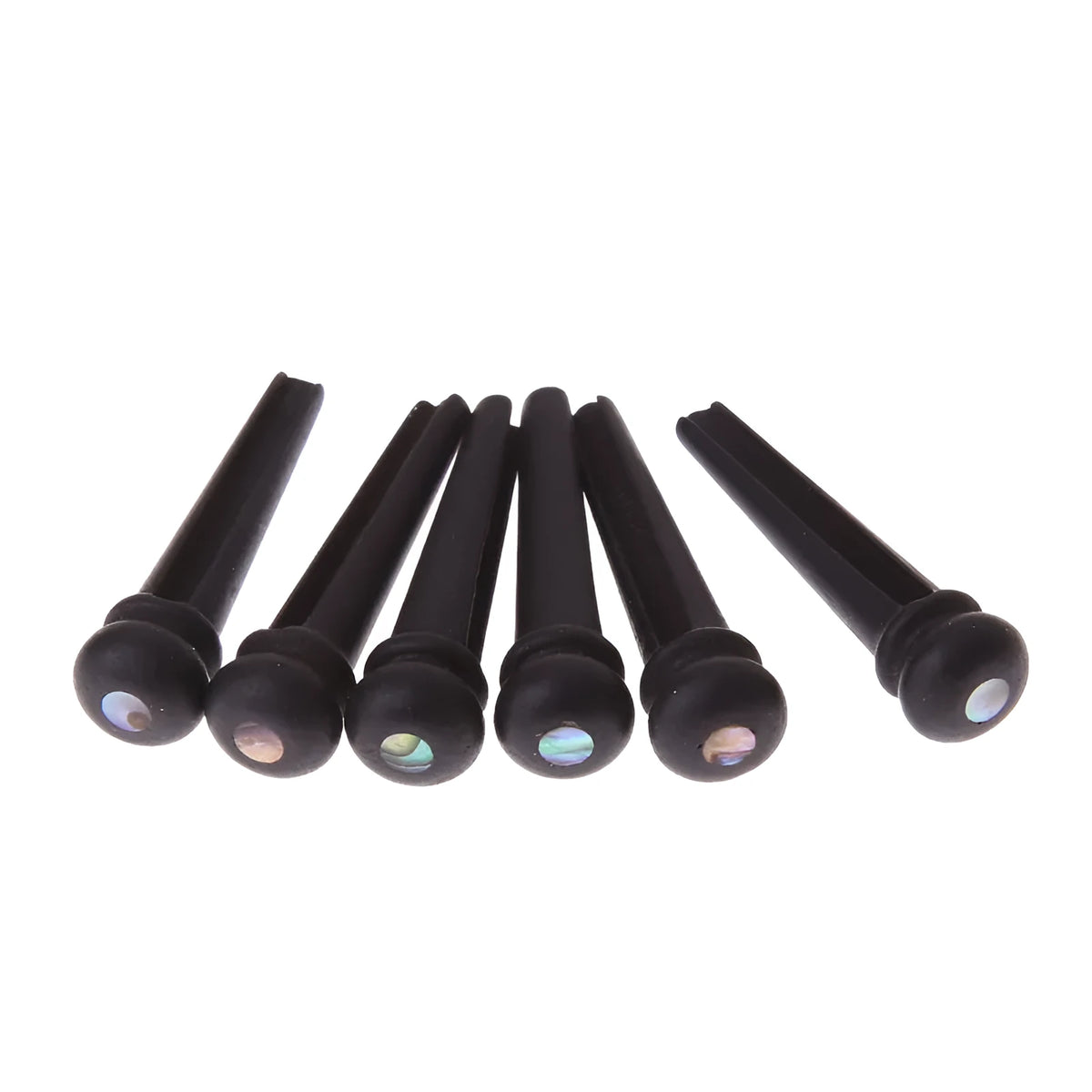 Six matt black ebony guitar string nails with 5.3mm bayonet for folk acoustic instruments